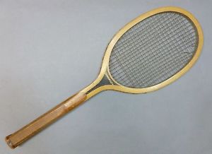 Antique c1910 AJ Reach Quaker City Wood Tennis Racquet Original Gut Strings