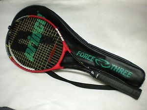 PRINCE FORCE THREE TENNIS RACQUET WITH ORIGINAL COVER 4 5/8" NEW GRIP WRAP NICE