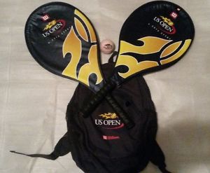 Wilson US Open Tennis 2 Racquets with covers (tension 50-60 lbs)1 Bag & 1 Ball