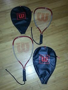 2 Wilson titanium Dimension Tennis Racquet rackets and sleeves