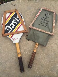 Vtg 2- TAD Davis IMPERIAL DELUXE Pro Wood Wooden Tennis Racquet LOT Moe Engleman