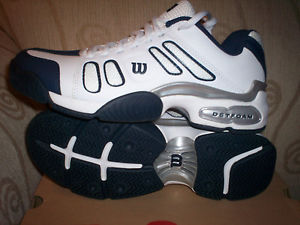 Wilson Mens Pro Staff Fusion Size 8 NIB Tennis Shoes Wht/Nvy/Silv WRS2340