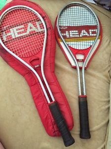 2 Vintage Head 'Red' Head Professional Tennis Rackets & Covers