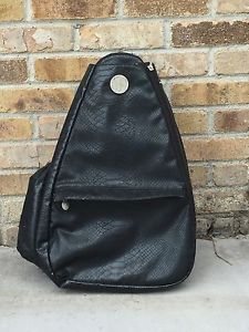 Jet Pac- Life Is tennis Small Sling Tennis Bag. Black Faux Croc