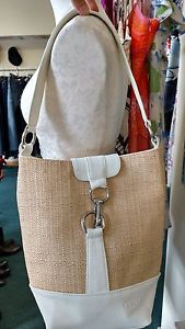 Maggie Mather Straw white  handbag summer Tote Bag