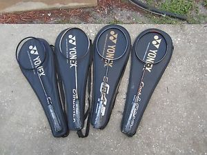 New 4 YONEX BADMINTON RACKETS ALL CARBONEX-20 LONG-21-8600-10 TOUR ALL UNSTRUNG