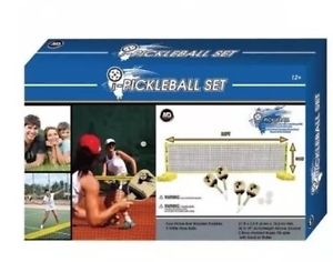 Pickle Ball Net Set  Pickleball 3 Wiffle Style Balls, 4 Wooden Paddles