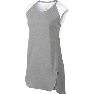 New Women's Nike Court Tennis T-Shirt Dress Skirt Grey/White 715220 063 sz M