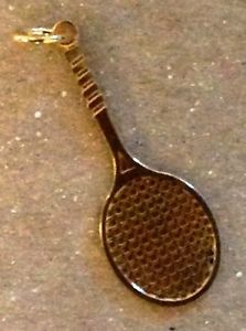 Solid 10K Yellow Gold Tennis Racket Charm or Pendant .97 Gram 1 1/4 inch