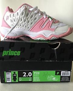 Prince T22 White/Pink Jr Girls Tennis Shoes Sneakers Size 2.0