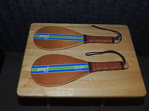 Set Of 2 Jokari Pro Set Wood Racket Ball Paddles Kyle Rote Jr
