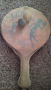 Vintage Retro Tenisopp Rotao Beach Paddle Ball Set Original Ball Made in Israel