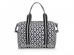 CLASSIC DUFFLE  TOTE BAG ~UPTOWN CHARM~ BLACK WHITE PRINT NWT by ALL FOR COLOR
