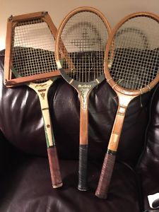 Vintage Tennis Rackets, 2 Speedwoods And 1 J.C. Higgins All Wooden