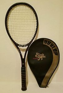 Vintage DUNLOP BLACK MAX Graphite/ Glass Tennis Racket Racquet w/ Cover 4 5/8