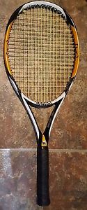 Wilson K Zen Team orange black white racket 3/8 3 Org $220 strung with new grip