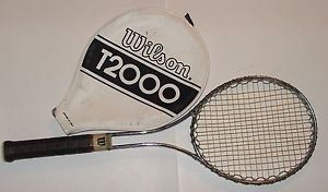 VINTAGE 70s Wilson T2000 Tennis Racquet with Cover Steel Frame Made in USA