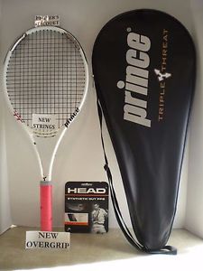 Prince Triple Threat Warrior MP 97 Tennis Racquet 4 3/8- NEW STRINGS/GRIP+Rafter