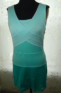 Nike Dri-Fit Sz L Tennis Dress Mint Green to Teal Stripes FITTED Pretty