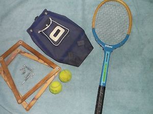 VTG WILSON SOVEREIGN STRATA BOW TENNIS RACKET TONY TRABERT WOOD PRESS & COVER