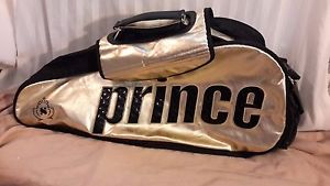 Prince Gold Metallic Backpack Tennis Racquet Bag Case 6 racquet