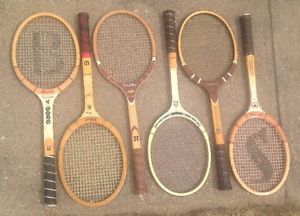 Lot of 6 Vintage Wilson Spalding Davis Tennis Rackets Man Cave Decor Or Use