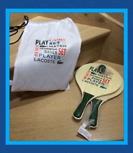 Lacoste Beach Racquets,  Paddles With Green Hand Grip And Lacoste Bag.