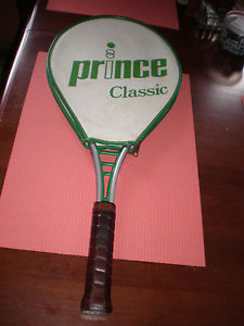 1979 Prince Classic Aluminum Tennis Racket W/Green Accents W/Cover, Light 4 1/2