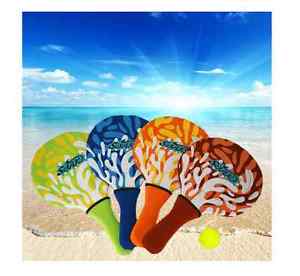 Active Game Vibrantly Colored Nylon Fabric Covered Beach Paddle Rubber Ball Set
