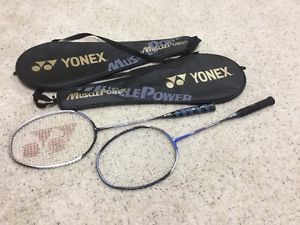 Two 2 Yonex Muscle Power-23 badminton rackets With 2 bags
