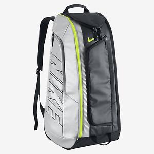 New Nike Court Tech 1 Tennis Racquet Backpack Bag Black Silver Volt