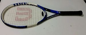 Wilson Nano Carbon Tour Tennis Racquet White Blue Black 110 SQ IN 27.5 IN Length