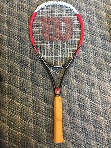 WILSON Roger Federer Titanium Tennis Racquet 4 1/2 Grip L4 Black,Red, White