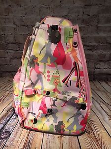 Life Is Tennis Sling Bag Racket Back Pack Carry Pink Lynn Tauchen