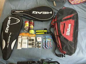 ON 3 DAYS Great tennis lot 2 rackets, balls, bags, headbands, wristbands etc.