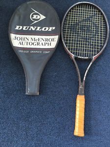 VINTAGE JOHN MCENROE AUTOGRAPH DUNLOP MID-SIZE GRAPHITE TENNIS RACQUET RACKET
