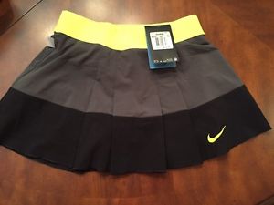 NEW NWT NIKE Women's TENNIS short SKORT Black Gray Neon Green DRI-FIT XS 480781