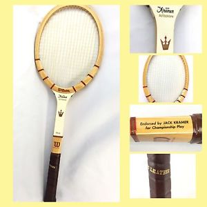 WILSON Jack Kramer Autograph 4 5/8" Red Crown Tennis Racquet Wood VINTAGE