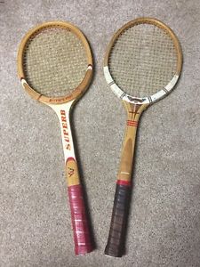 Vintage Dunlop Wood Tennis Rackets Superb & Maxply Fort