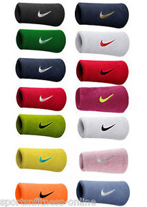 NIKE 1 PAR DOBLE ANCHO DEPORTIVO MUÑEQUERAS TENIS SQUASH BADMINTON BANDA SUDOR