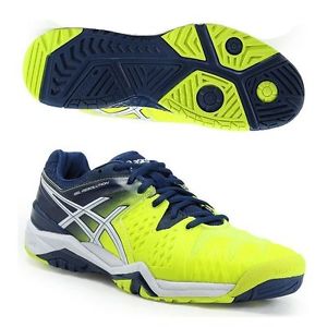 ASICS GEL RESOLUTION 6 MEN'S TENNIS SHOES (SAFETY YELLOW/WHITE/POSEIDON BLUE)