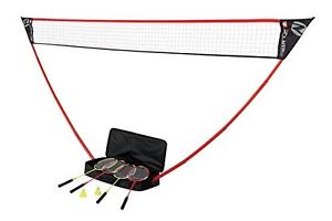 Portable Badminton Set Rackets Net Shuttlecocks All In One Freestanding Base New