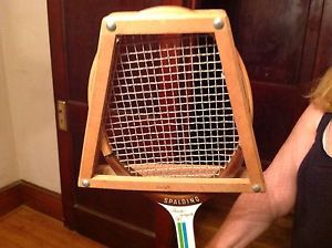 Antique pancho gonzales spaulding tennis racquet with press