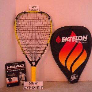 Ektelon Power Ring Powerring Freak Racquetball Racquet- NEW STRINGS/OV.GRIP+EUC