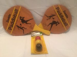 Franklin Paddleball Beach Ball Set with Balls NOS 2 Backyard Play Wooden