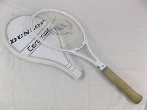 Vtg Dunlop Ceramax Ceramic White Tennis Racquet w/ Cover 7 1/2" grip 100231
