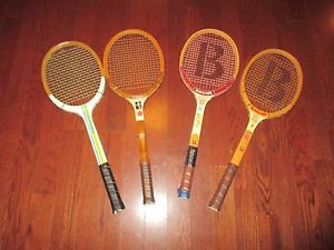 VINTAGE WILSON, BANCROFT CHRIS EVERT ,BILLY JEAN KING wooden tennis racquets