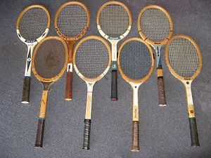 LOT OF 8 VINTAGE WOOD WOODEN TENNIS RACQUETS RACKETS SPALDING WILSON BANCROFT