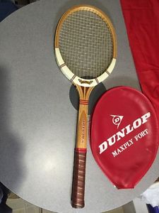 Dunlop Maxply Fort Wooden Tennis Racket. Made in England. 4 5/8 Medium.