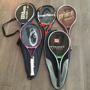 Lot of 5 Tennis Racket! HEAD ti Elite Prince Classic Triple Force Wilson Optimum